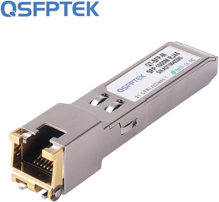 QSFPTEK 1000BASE-T RJ45 Copper SFP Transceiver, Gigabit SFP-T Module for Cisco Ubiquiti, Netgear, D-Link, Supermicro