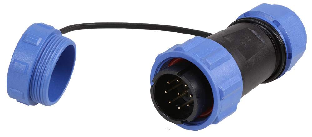 PRO ELEC Circular Threaded Inline Connector Plug, 7-Pole, IP68 Waterproof, 7–12mm Cable, 500V AC, 15A – PELR0160