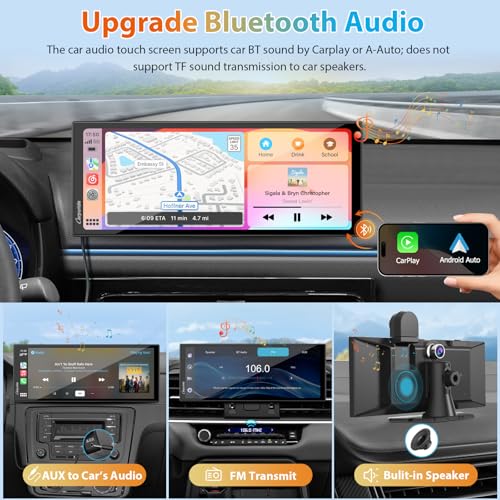 Carpuride W125S - Pantalla inalámbrica de 11.26 pulgadas HD para Carplay y Android Auto, 4K + 1080P + 1080P, cámara Dash para autos con tarjeta de 64GB, con grabación en bucle, Bluetooth, control de
