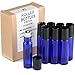 Rioa 10ml(1/3oz) Cobalt Blue Glass Roller Bottles with Stainless Steel Roller Ball for Essential Oil - Include 8 Extra Roller Ball (8 Pieces Cobalt Blue)