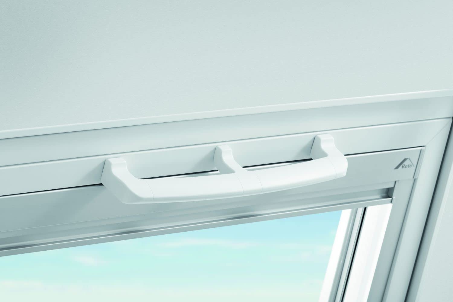 Roto Original Window Handle, Window Handle for roof Windows from the Q Series, Wood and Plastic, Colour: White