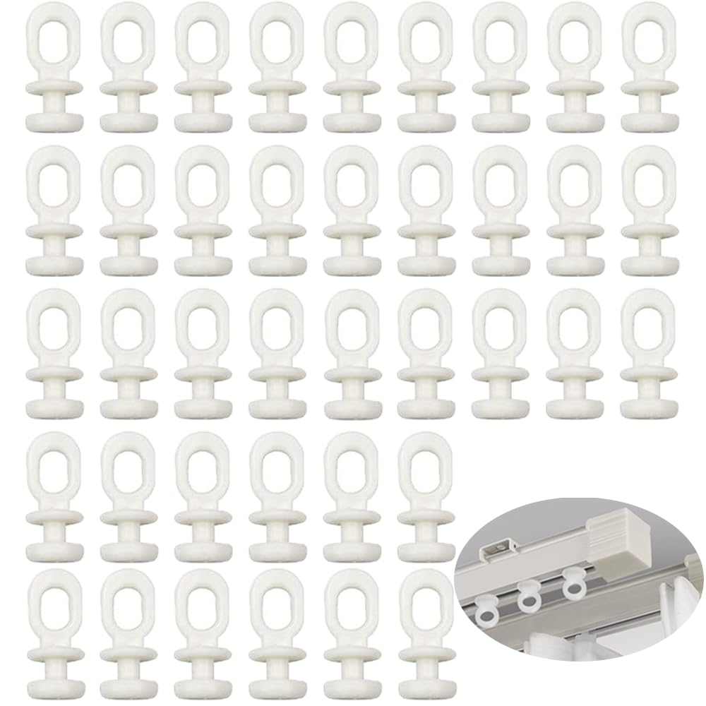 VHPNWJOB 100Pcs Multi-Use Plastic Curtain Gliders and Hooks - White, Curtain Track Slider Hooks and Rollers for Window, Door, Bathroom, Caravan