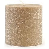 Root Candles Unscented Timberline Pillar Candle, 3 x 3-Inch, Taupe | Made in the USA Handcrafted Premium Beeswax-Blend Candle with Forest Inspired Textured Finish, Solid Color Throughout