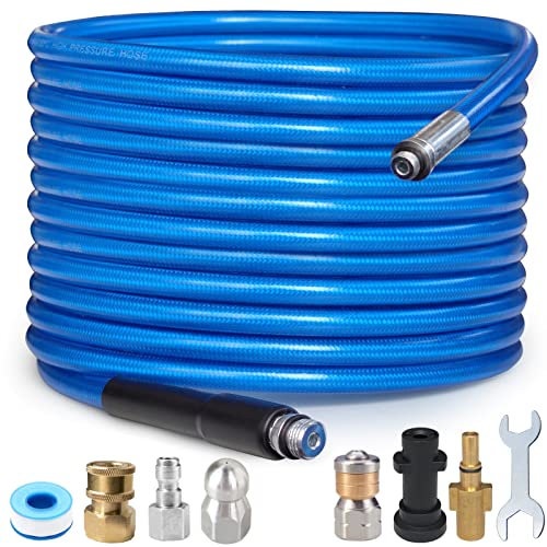 30m Rohrreinigungsschlauch Set | 3000PSI/180 Bar Druckreiniger Schlauch | Rohrreinigungsspülanlage für Karcher K2 K3 K4 K5 K6 K7 & Bosch AQT Haushalts