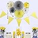 Grey Yellow Cream Party Decor Kit Tissue Paper Fan Bunting Banner Circle Dot Garland Baby Shower Birthday Wedding Party Home Decoration SUNBEAUTY,8pcs