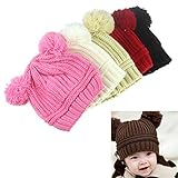 Nation Cute Baby Kids Girl Boy Dual Balls Warm Winter Crochet Knitted Cap Hat Beanie Caps