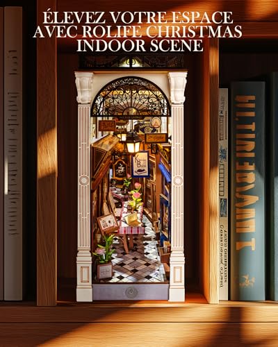 Rolife Book Nook Miniature House Kit DIY Model Adult with Lights Bookcase Decoration Book Living Room Booknook Puzzle Arcade Dating 3D Wood Bookends Diorama
