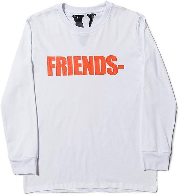 SUNNY Store Mens Vlone Friend Hipster Hip Hop Streetwear Long Sleeve Pullover T-Shirts (Orange-1-Large)