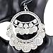 RechicGu Silver 1Pair Vintage Tribal Rare Coins Big Hoop Banjara Kuchi Belly Dance Chain Boho Gypsy Dangle Earrings,3.9