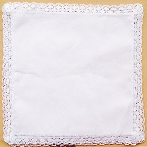 New White Lace Wedding 100% Cotton Handkerchiefs