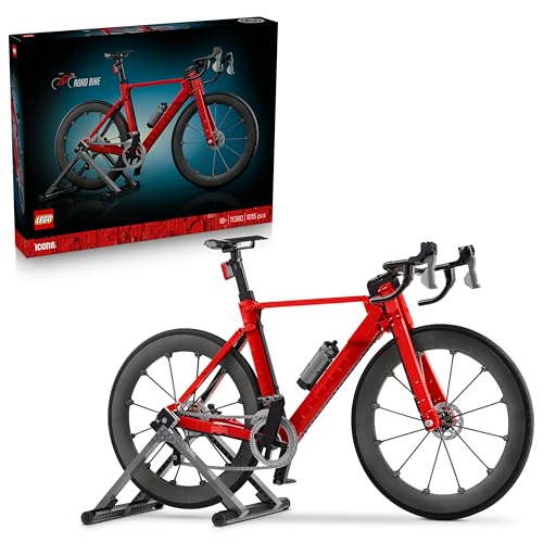 LEGO Icons Rennrad - Modellbau fuer Erwachsene - inkl. Gummireifen, Schaltwerk und Hinterradstaender als Schreibtisch Deko - Geschenkidee fuer Radsportfans - 11380