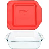 Pyrex 222 2-Quart Glass Baking Dish & 222-PC Red Lid - Made in USA | Square Shape | BPA-Free Plastic Cover | Basics | Top-Rac