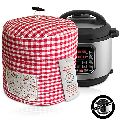 Pressure Cooker Cover - Custom Made Accessories - Fits 6 QT Instant Pot Models (Red and White Gingham) - Thumbnail 5