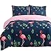 LA MEJOR Duvet Cover Queen Size Flamingo Comforter Cover Design Hotel Quality（1 Duvet Cover+2 Pillowcases)