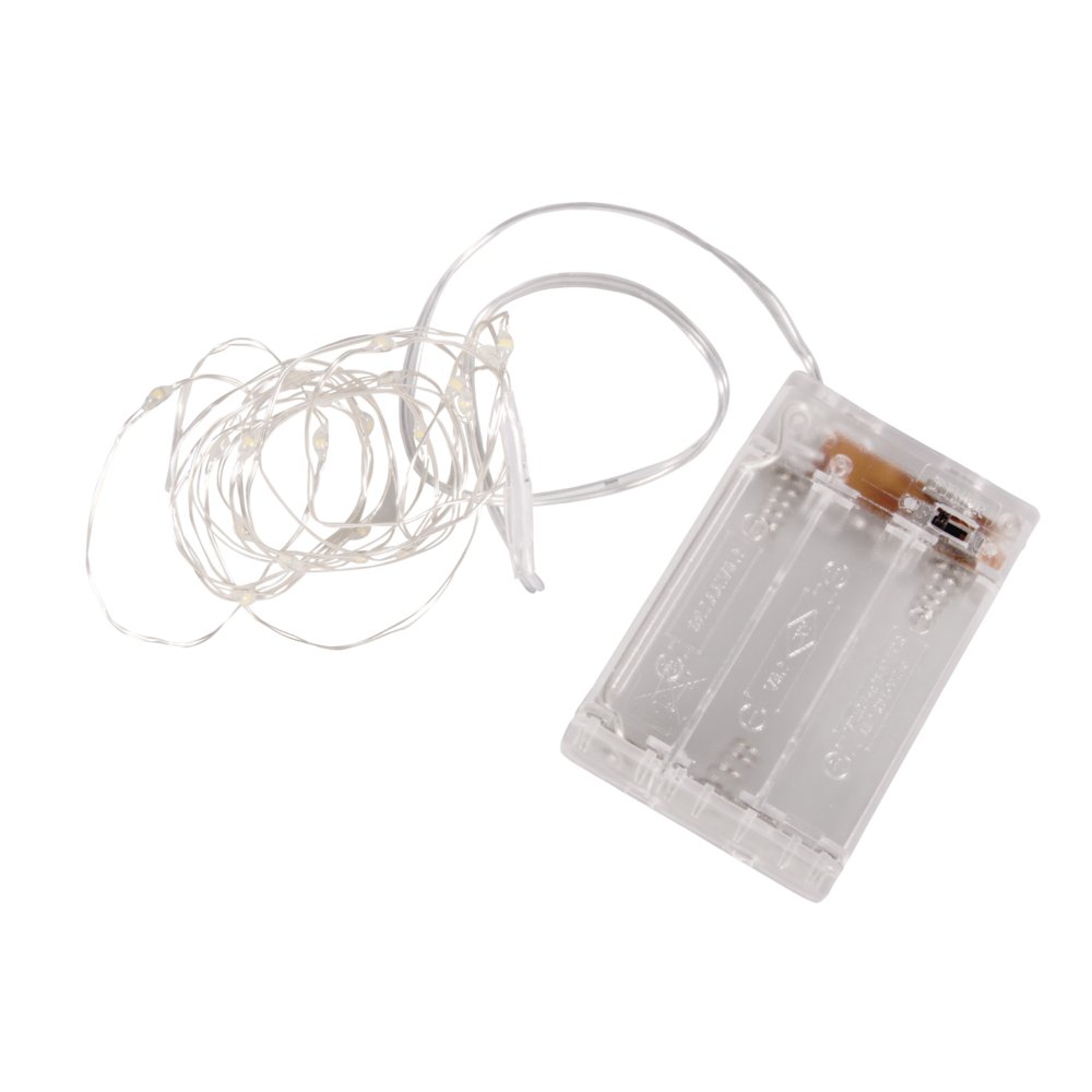 Rayher Mini LED Fairy Lights with Wire/Timer, 220 cm, 20 LEDs, Battery Operated, Light Yellow, 69169159