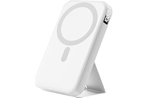 Gxorul Magnetic Portable Charger, 10000mAh Power Bank with Leather Foldable Stand - Travel Essentials, USB-C 20W Fast Charging for Magsafe Battery Pack, Compatible with iPhone 17/16/15/14/13 Series