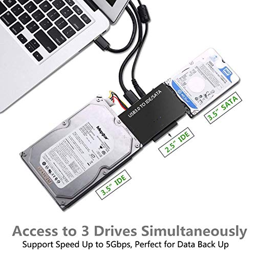 USB 3.0 to SATA/IDE Converter Hard Drive Adapter with 12V/2A Power Adapter & USB 3.0 Cable… - Thumbnail 3