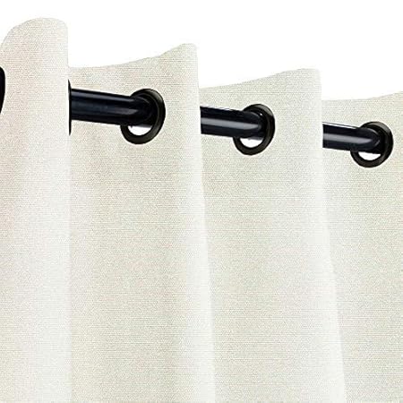 Sunbrella Canvas Brass Outdoor Curtain with Dark Gunmetal Grommets 50 in. Wide x 84 in. Long