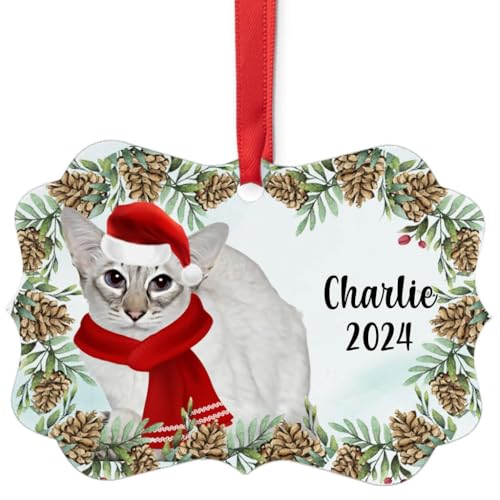 White Balinese Cat Christmas Ornament 2024