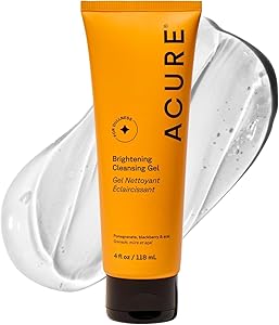 Acure Brightening Cleansing Gel - Vegan Face Scrub, Gentle Facial Cleanser for Radiant Skin with Pomegranate, Blackberry & Ac