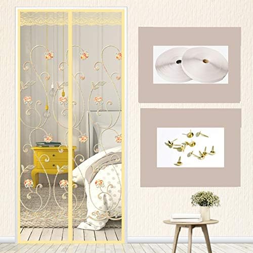 公式ショップ の網戸 マグネット式 蚊パティオ スクリーン 魔法のドアのメッシュ と マジックテープ付き バックドア カーテン 完全なフレーム フランス語 モスキート カーテン B W 90cmxh 210cm 新到着の