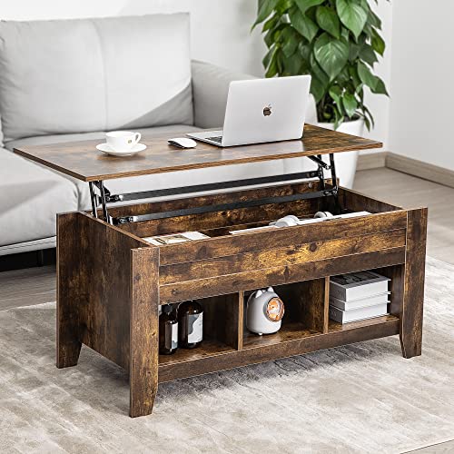 VIVOHOME Lift Top Coffee Table, Dining Table with Hidden and 3 Open
