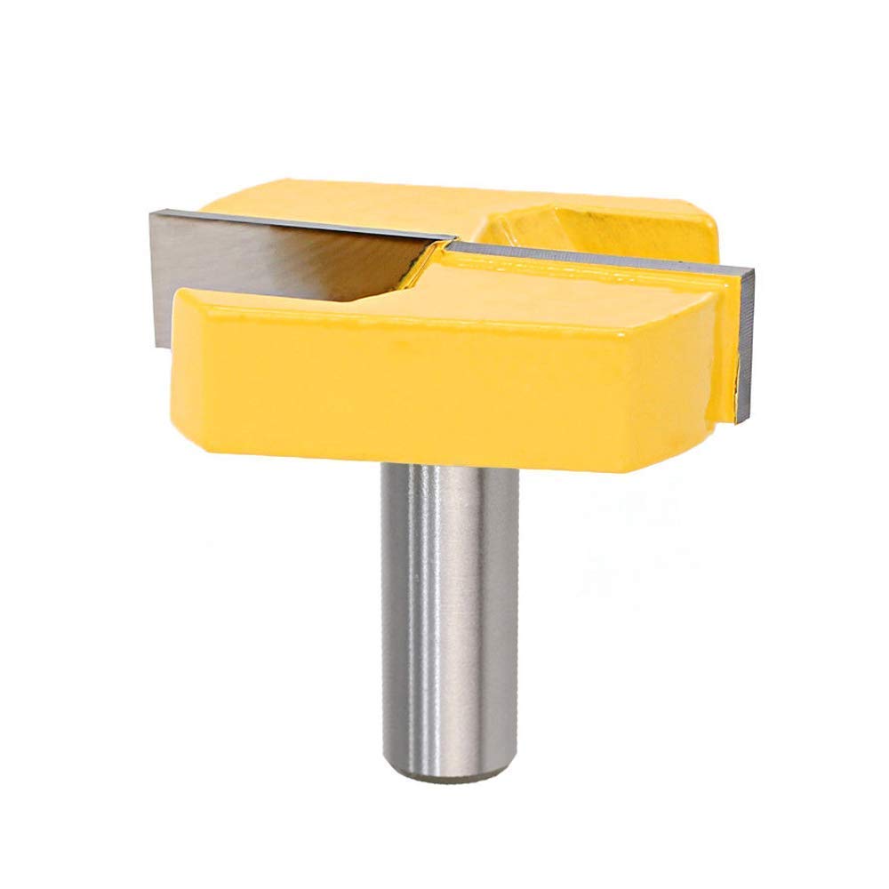 Bestgle Bottom Cleaning Router Bit, 1/2 Inch Shank Double Flute Carbide Tipped Surface Planing Cleaning Bottom Router Bit, Milling Cutter for Woodworking Carving, 2-1/4 Inch Cutting Diameter