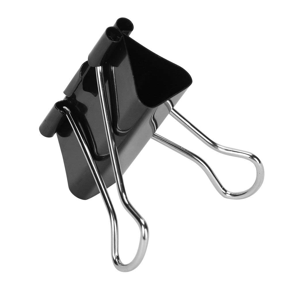 Black Binder Clips Metal Binder Paper Clamps 24 Pack Foldback Medium Binder Clips File Document Clip Holder Stationery Paper Clips Art Crafts Photo Pictures Binder Clips for Office School Home