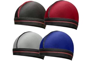 ForceWave Silky Stocking Cap for Men Women, Black Compression Wave Cap for 360 Waves, 4-Pieces