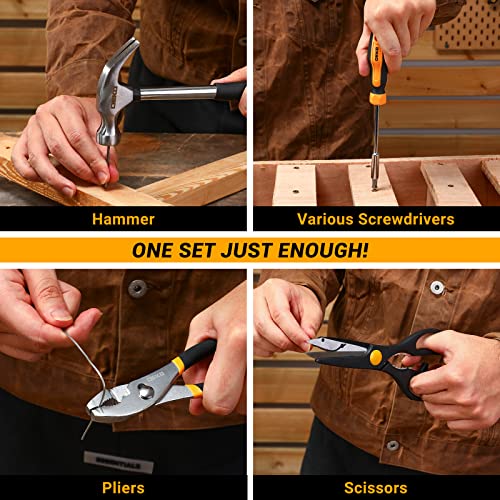 DEKO Tool Kit Set Box 62 Piece Home Repair DIY Tools Basic Hand Toolbox Sets for Home