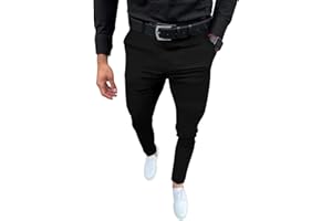 PERCLE Mens Fashion Slim Fit Dress Pants Casual Business Skinny Stretch Pants Golf Pants