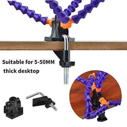 Flexible Helping Hands, Third Hand, Soldering Station Iron Accessory Kit, 1.96 Inch Pinch Clip, Four Flexible Helping Hands with 3X Magnifying Glass) (Flexible Helping Hands)
