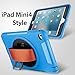 eSamcore Compatible with iPad Mini 5, iPad Mini 4 case Shockproof 360 Degree Rotating Leather Handle Grip and Kickstand Case with Built in HD Screen Protector [Blue]