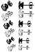 Jstyle 6-8 Pairs Stainless Steel Womens Mens Cubic Zirconia Stud Earrings Pierced