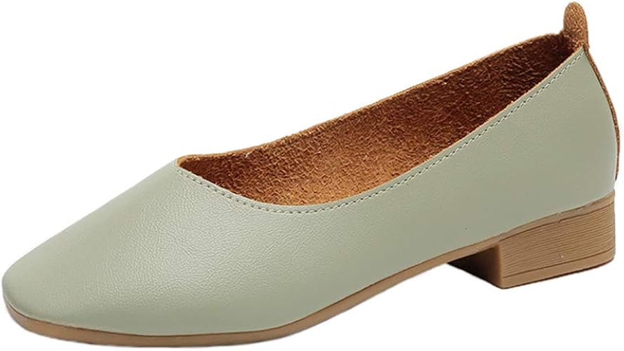Amazon Zcoli スクエアトゥ パンプス Vカット フラットシューズ レディース 折りたたみ ローヒール シューズ オフィス 痛くない 歩きやすい 疲れない Zcoli パンプス