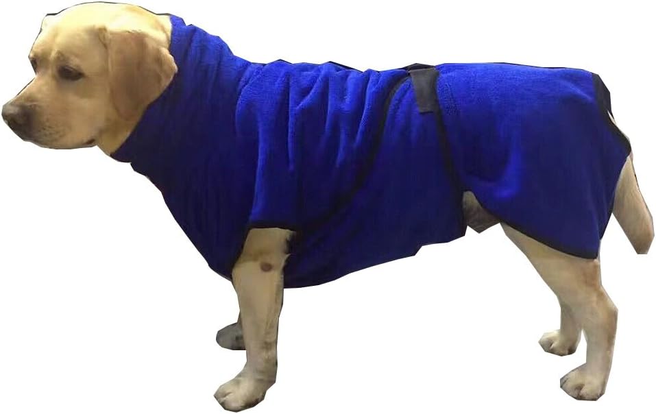 ZoonPark® Microfibre Dog Bathrobe, Quick Drying Dog Bathrobe Coat Pet Cat Dog Puppy Bath Towel Blue Color (L)