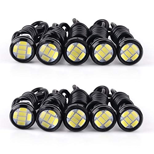 YITAMOTOR 10pcs 23mm Eagle Eye LED High Power 5730 6SMD White 12V Car Motor DRL Daytime Running Light Back Up Backup Reverse Parking Light for Car Van SUV Coupe Sedan Power Wheels