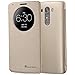 LG G3 Quick Circle Case, GreatShield Shift LX Slim Leather Flip Case View Window Cover with Sleep/Wake Function for LG Optimus G3 (Shiny Gold)