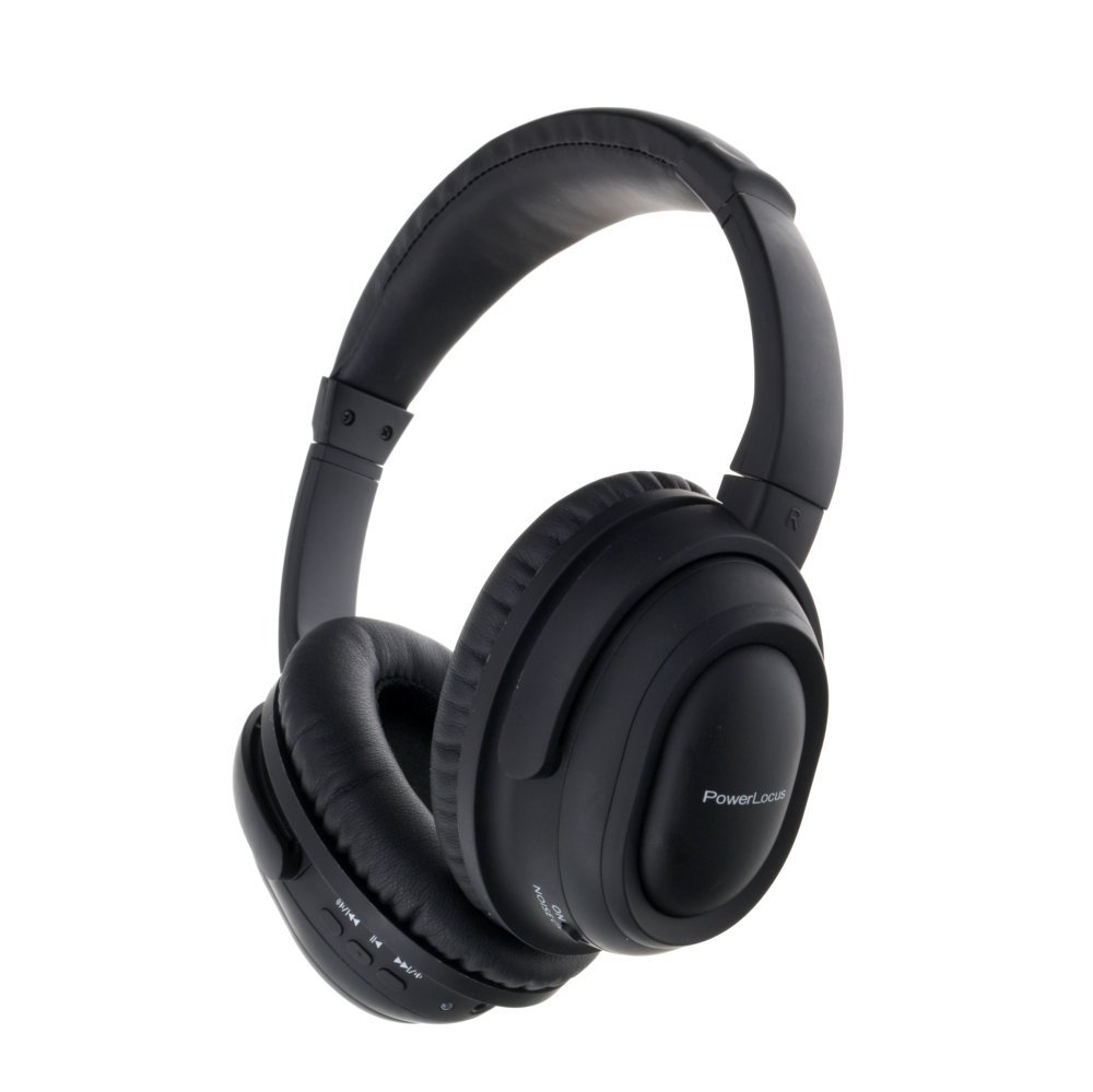 PowerLocus Wireless Active Noise Cancelling Bluetooth Over-Ear Stereo Headphones, Wired Headsets with Built-in Microphone and Volume control for iPhone, Samsung, LG, iPad
