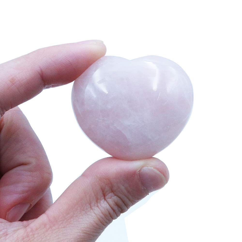 Namvo Pink Heart Shape Stones Anxiety Thumb Palm Pocket Stones,Natural Gemstones Healing Crystals Reiki Chakra Stress Relief Therapy