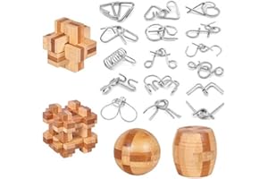 LFLQ Brain Teaser Puzzle 20Pcs Unlock Interlock Game IQ Test Wooden Toy 3D Unlock Interlock Puzzle Magic Ball Brain Teaser Toy Puzzles for Adults