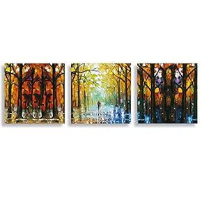 3 Piece Canvas Wall Art for Living Room Bedroom Home Artwork Romantic Autumn Scenery Paintings Ready to Hang - 12"x12"x3 Panels