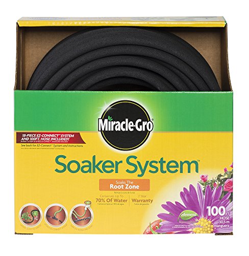 Miracle Gro MGSPA38100FM Premium Bulk Soaker Hose Kit with EZ Connect Fittings, 3/8-Inch by 100-Feet