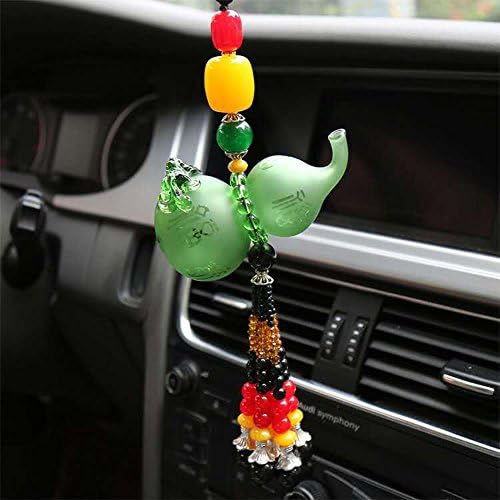 Car Ornament Home Decoration Crystal Glass Gourd Perfume Bottle Automotive Rearview Mirror Décor Car Interior Pendant ( Green ) By CandyHan