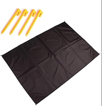 Amazon Richen レジャーシート 防水 軽量 折りたたみ キャンプシート ビーチマット ピクニックマット レインコート テントシート 超コンパクト 撥水 水洗い ペグ4本と一つ収納バッグ付き 140 0cm 1ー6人用 黒 Richen ピクニックブランケット