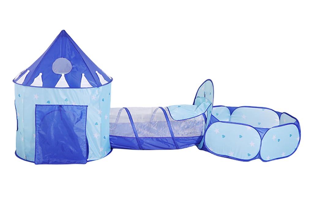 Floving 3 In 1 Kids Play Tent Crawl Tunnel and Ball Pit Child Playhouse Tent with Basketball Hoop, for Indoor and Outdoor Use with Carrying Case. (Aqua)