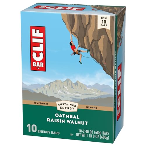 CLIF BAR – OATMEAL RAISIN WALNUT – MADE WITH ORGANIC OATS – ENERGY BARS – NON-GMO – PLANT BASED PROTEIN BARS (10 PACK)