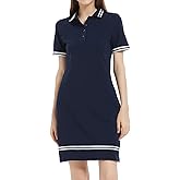 Yieks Women's Cotton Polo Dress, Short Sleeve Dresses for Curvy Ladies with Polo Neck, Sporty Look for Summer