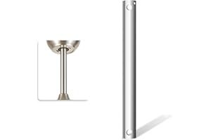 Nianzcy 12 Inch Ceiling Fan Downrod with Extension Cord, 1-Foot Brushed Nickel Ceiling Fan Extension Rod, 1-Inch OD, ceiling fan downrods for Various Fans (Nickel, Not Threaded)