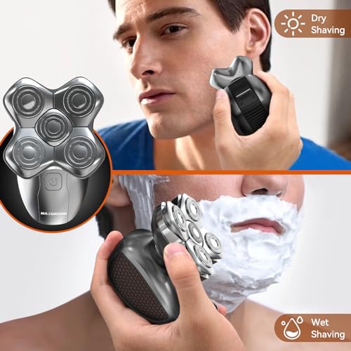 MAXGROOM Head Shaver for Bald Men, Waterproof Wet/Dry 5-in-1 Electric Shaver Razor Beard Grooming Kit, Easy to Clean with Skin Close Results